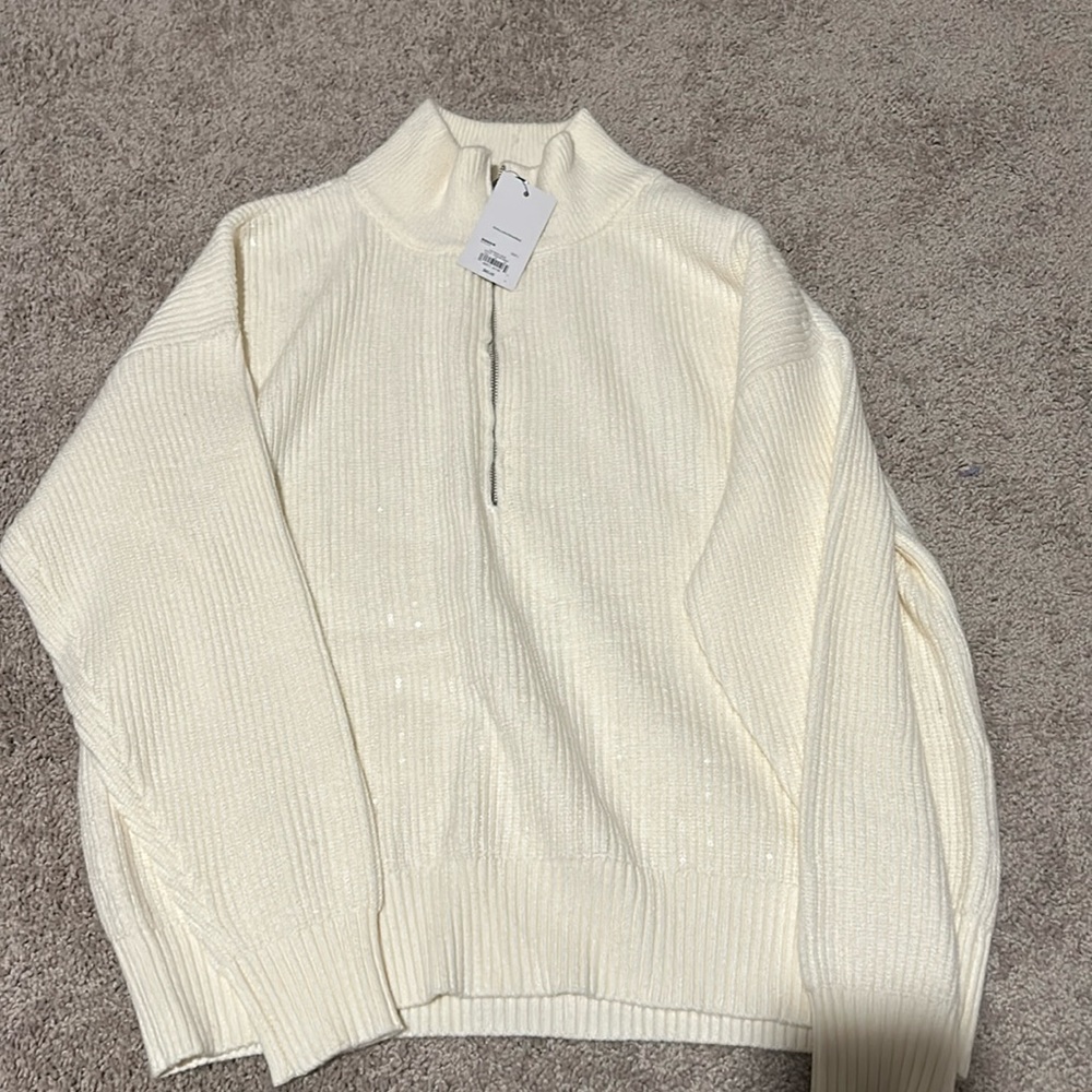 Cream quarter zip sweater